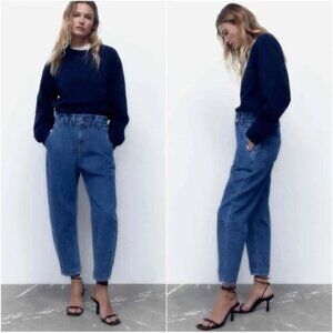 Zara Paperbag High Waisted Taper Jeans